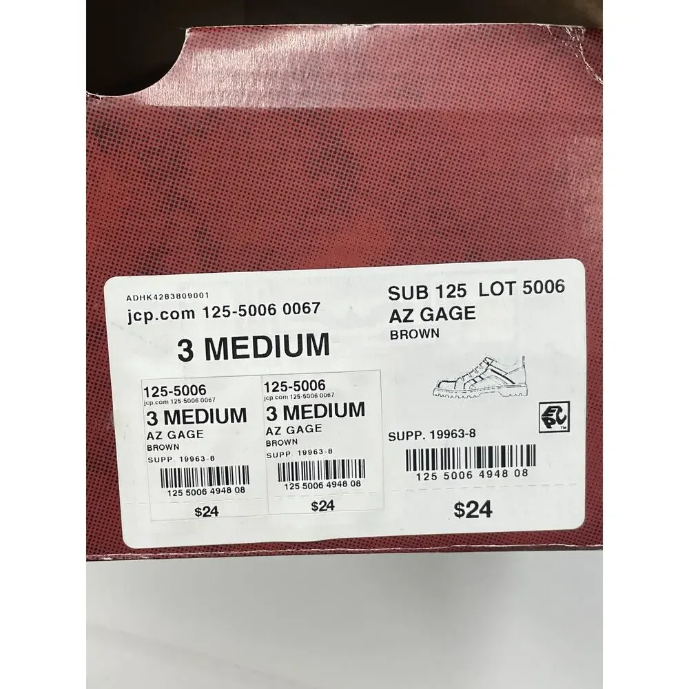 Arizona Jean Co. Gage Boys Youth Shoes 3 Medium Brown Non Marking Rubber Soles - Picture 9 of 9